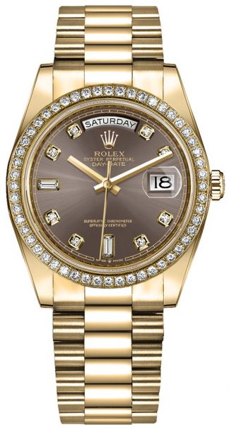 replique Montre Femme Rolex Day-Date 36 Diamond Hour Markers 128348RBR