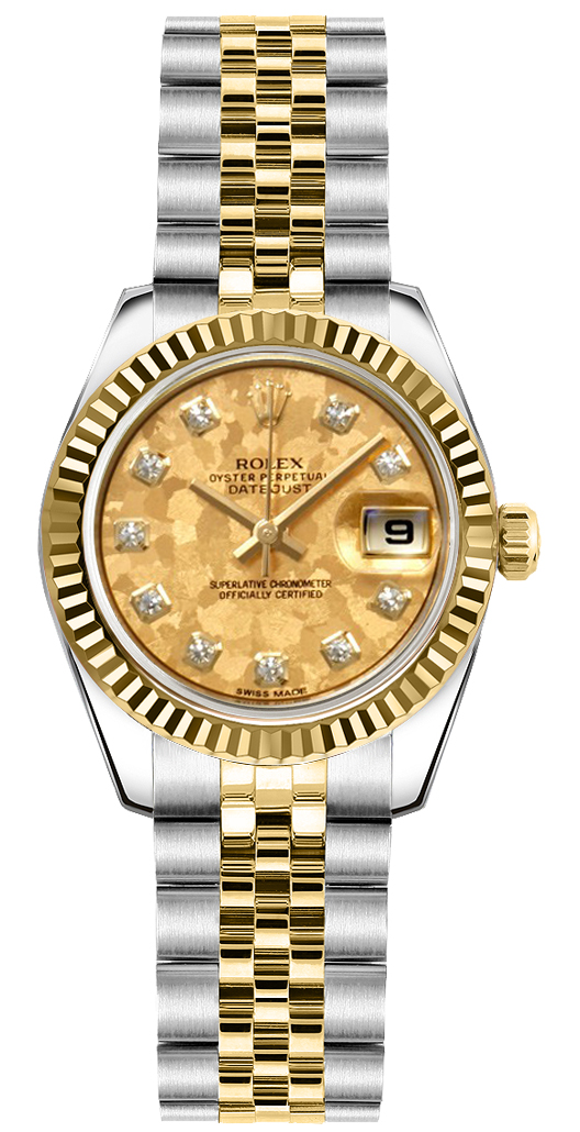 replique Montre Femme Rolex Lady-Datejust 26 Bracelet Lunette Cannelée Jubilé 179173