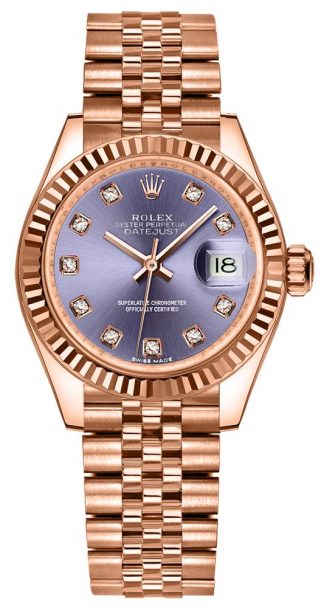 replique Montre Femme Rolex Lady-Datejust 28 Bracelet Jubilé en Or Rose 279175