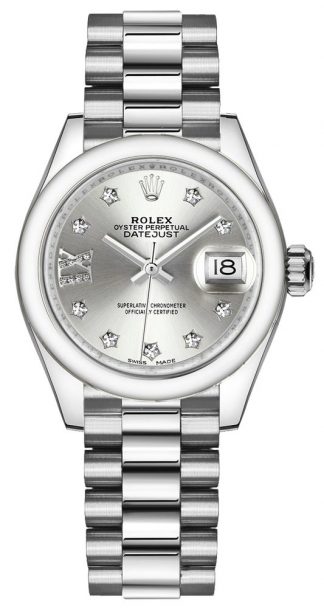 replique Montre Femme Rolex Lady-Datejust 28 Cadran Argent 279166