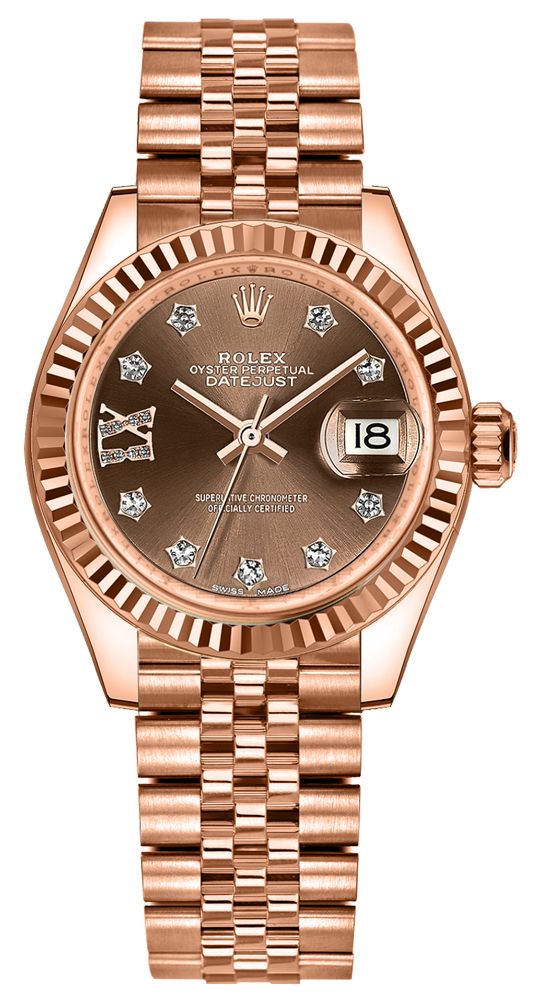 replique Montre Femme Rolex Lady-Datejust 28 Chocolate Dial Diamond IX 279175