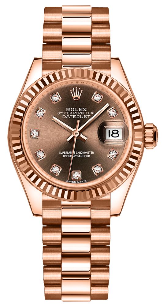 replique Montre Femme Rolex Lady-Datejust 28 Chocolate Diamond Dial 279175