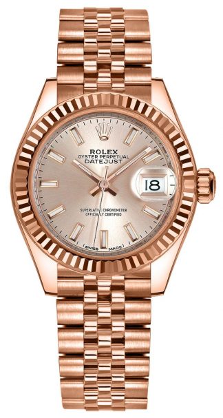 replique Montre Femme Rolex Lady-Datejust 28 Everose Or 18 carats 279175