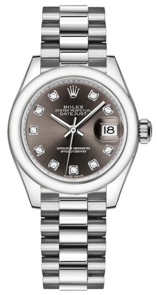 replique Montre Femme Rolex Lady-Datejust 28 Platine & Bracelet 279166