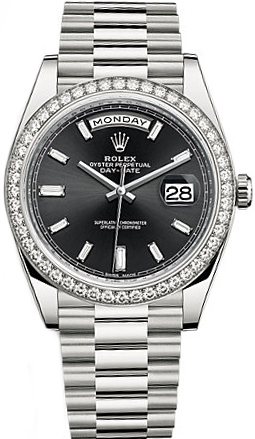 replique Montre Homme Rolex Day-Date 40 Cadran Noir Or Blanc 228349RBR