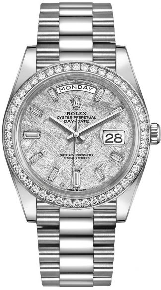 replique Montre Homme Rolex Day-Date 40 Meteorite Dial Diamond Bezel 228349RBR