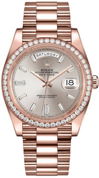 replique Montre Homme Rolex Day-Date 40 Sundust Diamond Dial 228345RBR