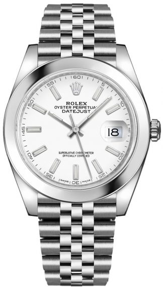 replique Montre Rolex Datejust 41 cadran blanc Oystersteel chronomètre automatique pour hommes 126300