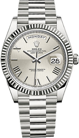 replique Montre Rolex Day-Date 40 pour homme en or blanc massif 18 carats 228239