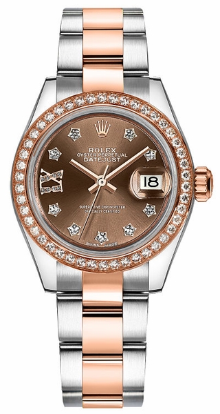 replique Montre Rolex Lady-Datejust 28 Oyster Bracelet Or et Acier 279381RBR