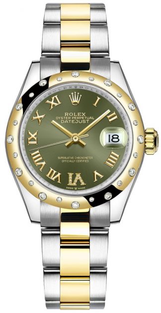 replique Montre femme Rolex Datejust 31 cadran vert diamant VI 278343RBR