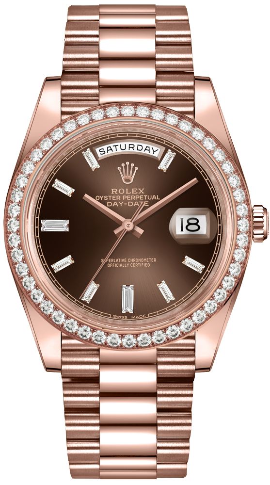 replique Montre homme Rolex Day-Date 40 Diamond Hour Markers 228345RBR