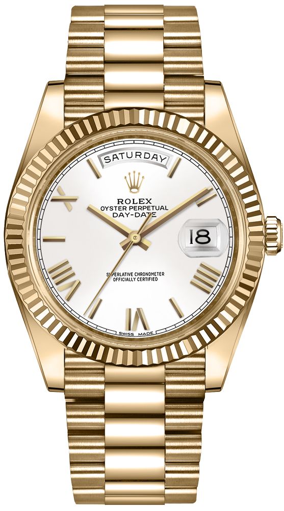 replique Montre homme Rolex Day-Date 40 cadran blanc or 228238