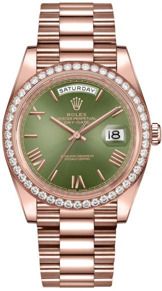 replique Montre homme Rolex Day-Date 40 cadran vert olive 228345RBR