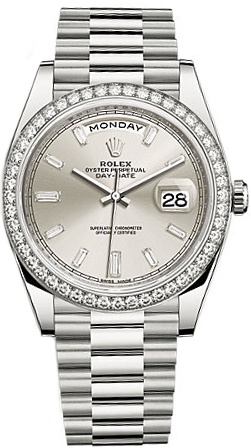 replique Montre homme Rolex Day-Date 40 en or blanc massif diamant 228349RBR