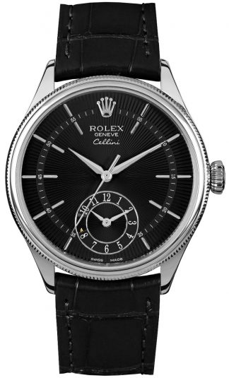 replique Rolex Cellini Dual Time Black Dial Men's Watch 50529