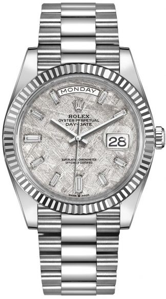 replique Rolex Day-Date 40 Meteorite Dial lunette cannelée montre homme 228239