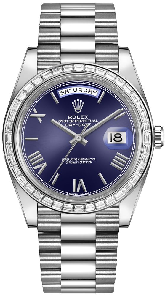 replique Rolex Day-Date 40 cadran bleu Président Bracelet montre homme 228396TBR