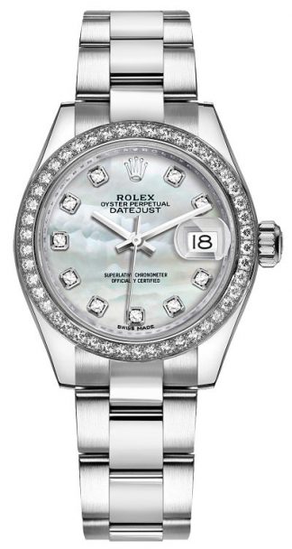 replique Rolex Lady-Datejust 28 Mother of Pearl Diamond Dial Watch 279384RBR