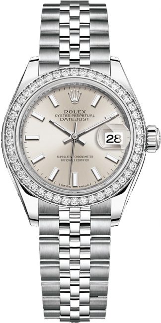 replique Rolex Lady-Datejust 28 Silver Dial Jubilee Bracelet Watch 279384RBR