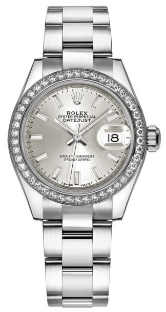 replique Rolex Lady-Datejust 28 Silver Dial Watch 279384RBR