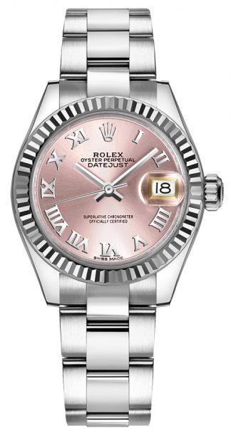 replique Rolex Lady-Datejust 28 rose cadran chiffre romain montre 279174